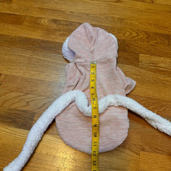 Small Dog Girl Female Pink White Fleece Robe Hood Dog Clothes Pajamas Costume - Picture 4 of 4